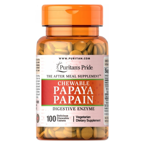 Puritan's Pride, Papaya Papain, 100 Chewables