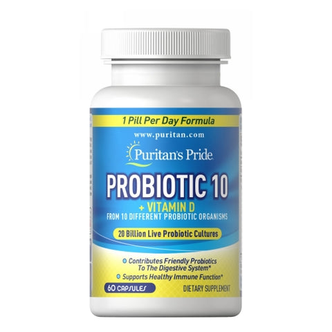 Puritan's Pride, Probiotic 10 with Vitamin D, 60 Capsules
