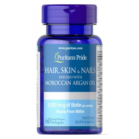 Puritan's Pride, Hair, Skin & Nails infused with Moroccan Argan Oil, 60 Softgels