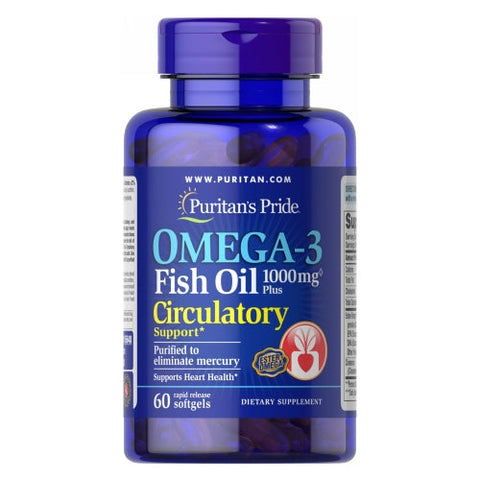 Puritan's Pride, Omega-3 Fish Oil Plus Circulatory Support, 60 Softgels Puritan's Pride