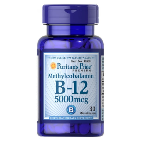 Puritan's Pride, Methylcobalamin Vitamin B-12 5000 mcg, 30 Microlozenges
