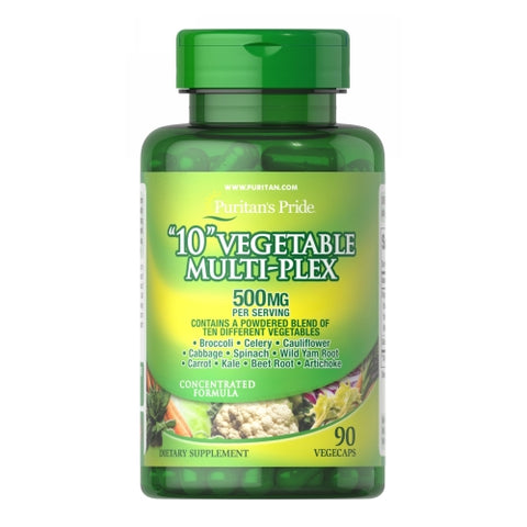 Puritan's Pride, 10 Vegetable Multi-plex, 500 mg, 90 Vegi Caps