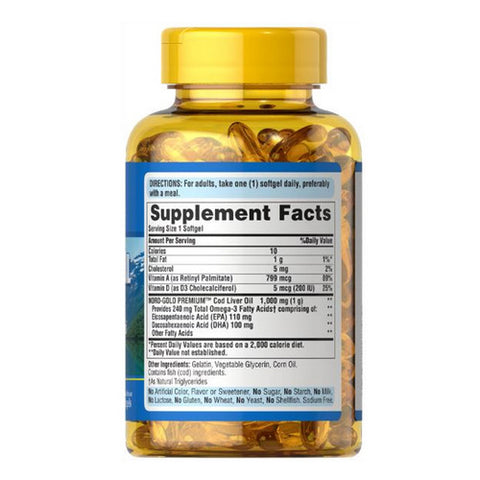 Puritan's Pride, Cod Liver Oil, 1000 mg, 120 Softgels