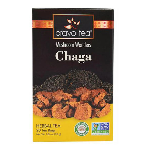 Bravo Tea, Mushroom Wonders Chaga Herbal Tea, 20 Bags