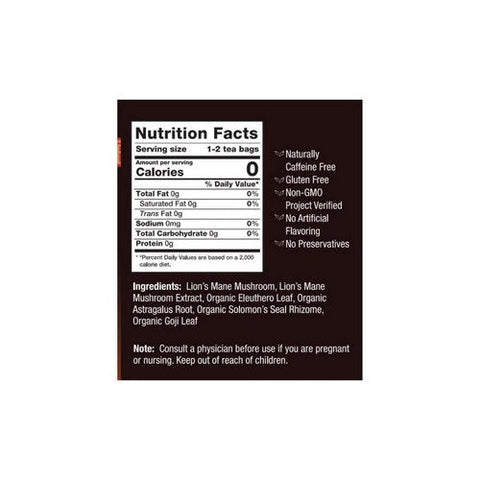 Bravo Tea & Herbs, Lion'S Mane Mushroom Herbal Tea, 20 Bags Bravo Tea & Herbs