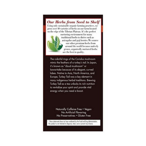 Bravo Tea & Herbs, Turkey Tail Mushroom Herbal Tea, 20 Bags
