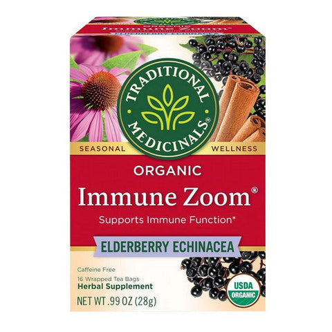 Traditional Medicinals, Immune Zoom Elderberry Echinacea, 16 Bags Traditional Medicinals
