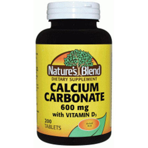Nature's Blend, Calcium Carbonate With Vitamin D3, 600 mg (400IU), 200 Tabs Nature's Blend