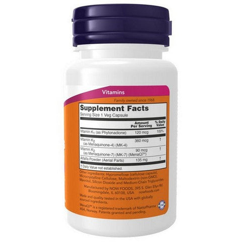 Now Foods, MK-7 Plus With K1 And MK-4, 90 Veg Capsules Now Foods