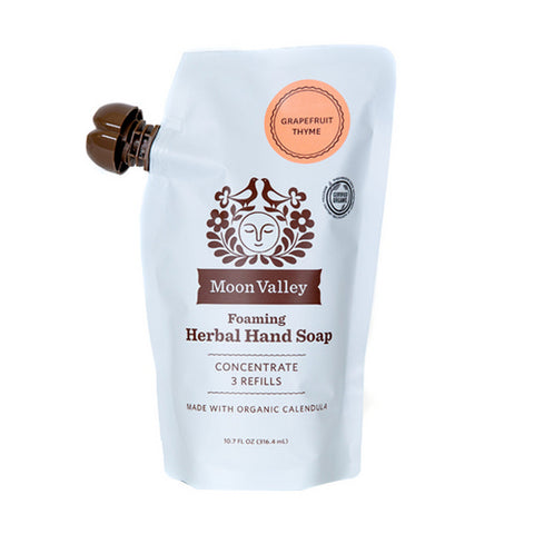 Moon Valley Organics, Foaming Herbal Hand Soap 3x Refill Pouch Grapefruit Thyme, 10.7 Oz