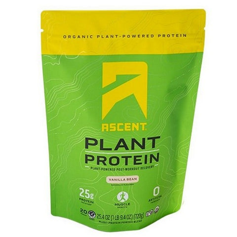 Ascent, Organic Vanilla Bean Plant Protein Post Workout Powder, 25.4 Oz