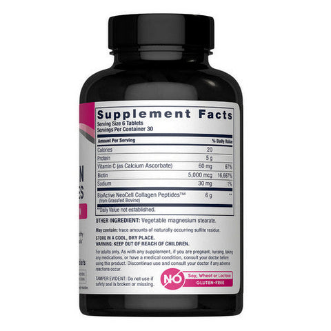 Neocell Laboratories, Grass-Fed Collagen Peptides Plus Vitamin C And Biotin, 180 Tablets Neocell Laboratories