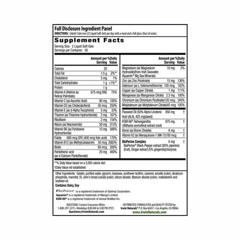 Irwin Naturals, Daily-Multi Testosterone UP Booster for Men, 60 Softgels