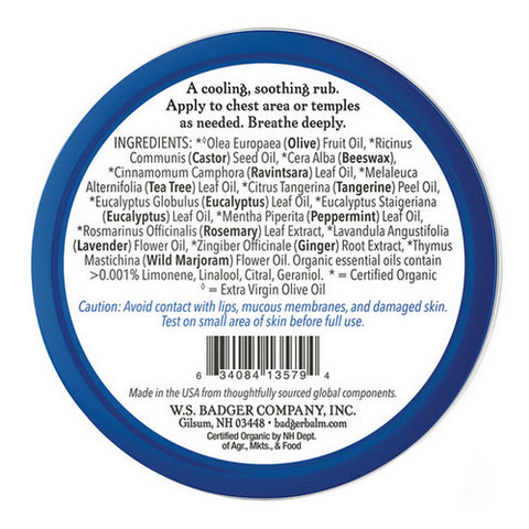 Badger Balm, Aromatic Chest Rub Tin, 2 Oz