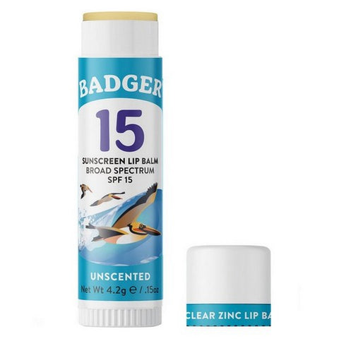 Badger Balm, Mineral Sunscreen Lip Balm SPF 15, .15 Oz