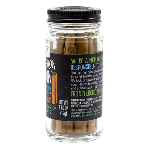 Frontier Coop, Organic Ceylon Cinnamon Sticks Fair Trade, 0.60 Oz