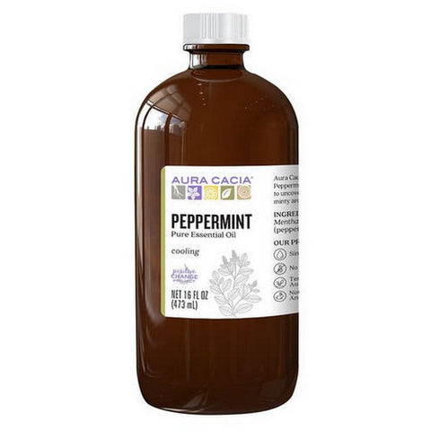 Aura Cacia, Peppermint Essential Oil, 16 Oz