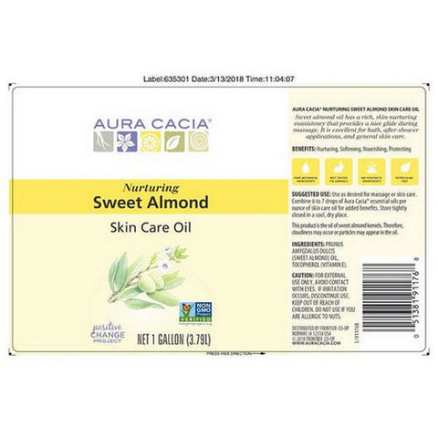 Aura Cacia, Sweet Almond Skin Care Oil, 1 Gallon