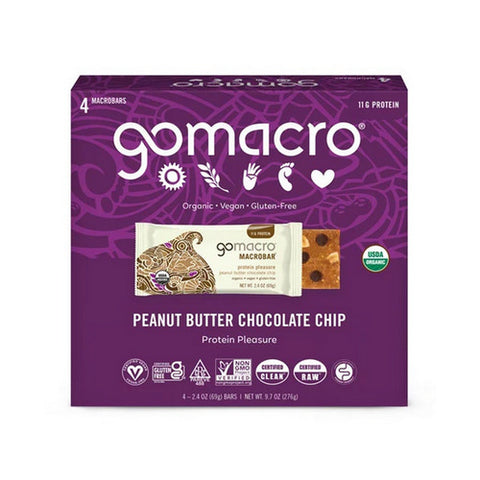 Gomacro, MacroBar Peanut Butter Chocolate Chip, 4 Count