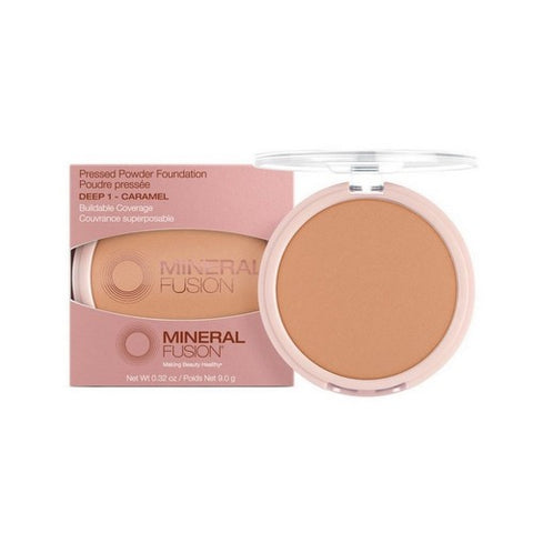 Mineral Fusion, Pressed Powder Foundation Deep 1 Caramel, 0.32 Oz