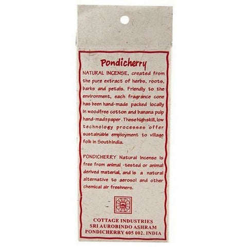 Pondicherry Natural Incense, Amber Incense Cones, 20 Count