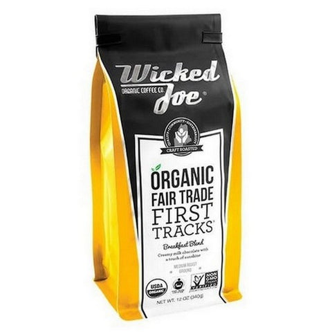Wicked Joe Coffee, First Tracks Breakfast Blend Ground Coffee, 12 Oz