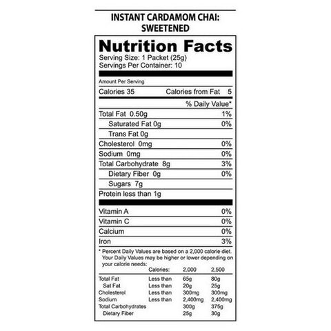 NatureÃ¢â‚¬â„¢s Guru, Cardamom Chai Sweetened Instant Chai, 10 Count