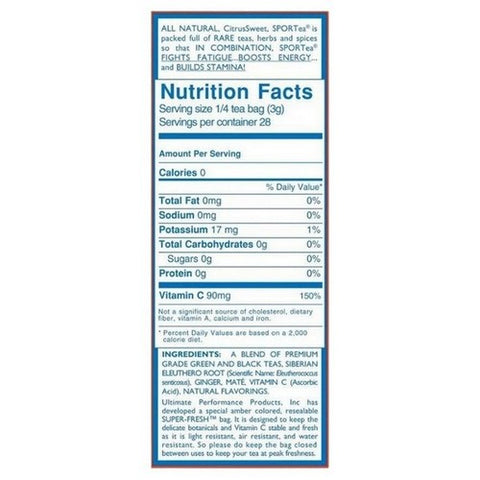 Sportea, 7 Quart Size Iced With Green Tea Vitamin C Electrolytes  And Siberian Eleuthero Root, 3 Oz