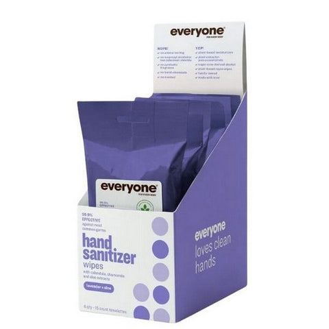 Everyone, Hand Sanitizer Lavender Plus Aloe Wipes, 15 Count