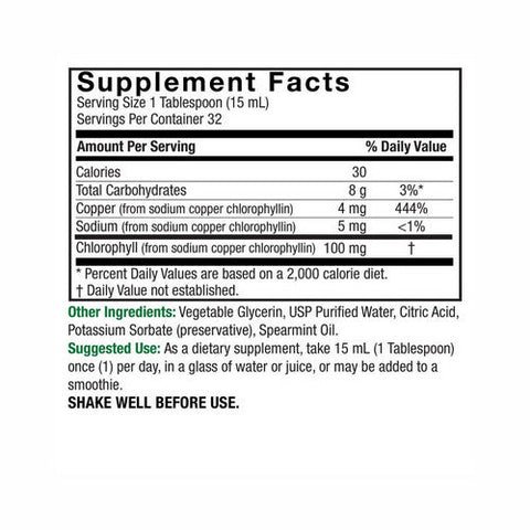 Nature's Answer, Chlorophyll Liquid, 100 Mg, 16 Oz Nature's Answer