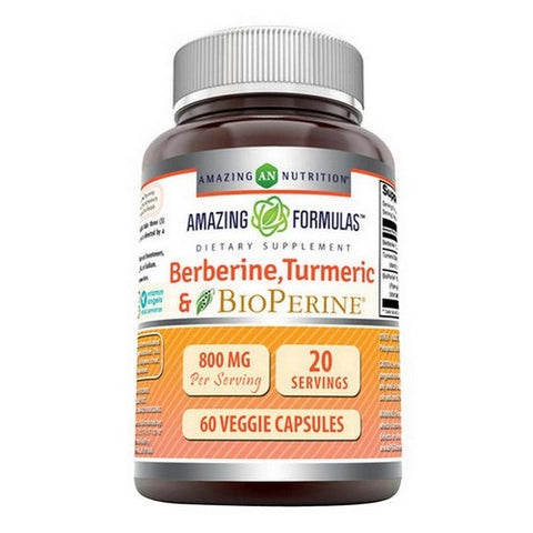 Amazing Nutrition, Amazing Formulas Berberine Turmeric And Bioperine, 800 Mg, 60 Veg Caps