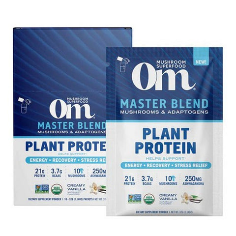 Mushroom Master Blend Protein Vanilla 10 Count by Om Mushrooms