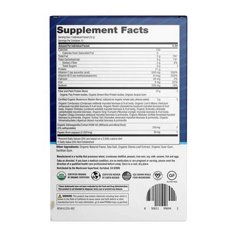 Om Mushrooms, Mushroom Master Blend Protein Vanilla, 10 Count