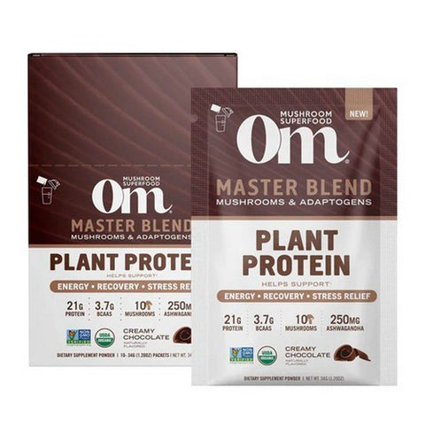 Om Mushrooms, Mushroom Master Blend Protein Chocolate, 10 Count Om Mushrooms