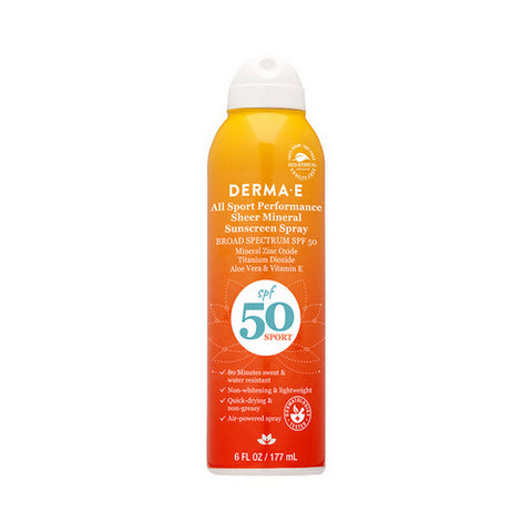 Derma e, Sun Care Sheer Mineral Sunscreen Spray SPF 50, 6 Oz