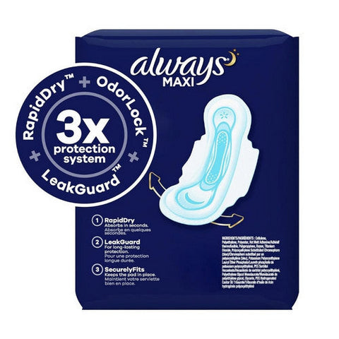 Always Discreet, Ultra Thin Pads With Flexi Wings Overnight Size 4, 36 Each Always Discreet