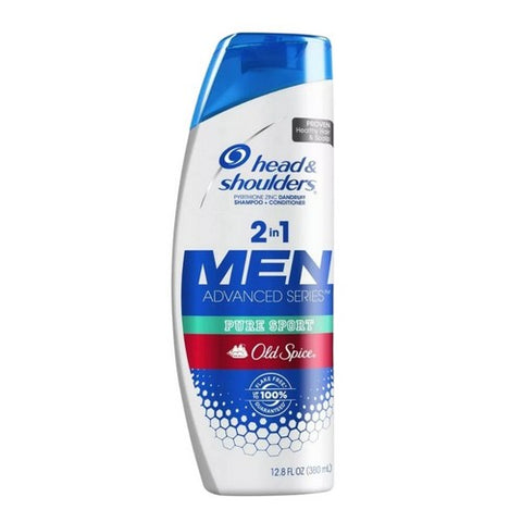 Head & Shoulders, Men 2 in 1 Dandruff Shampoo Plus Conditioner Old Spice Pure Sport, 12.5 Oz