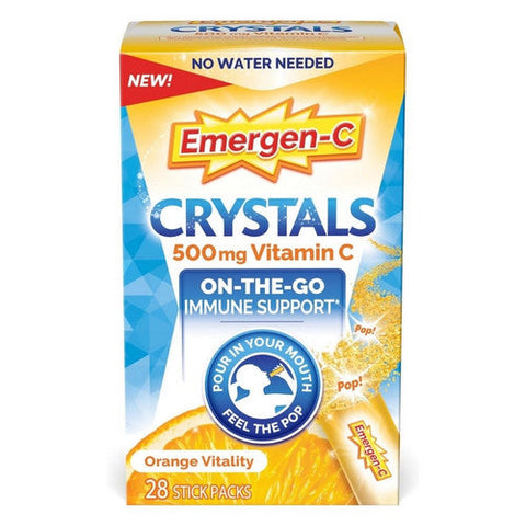 Emergen-C, Crystals Vitamin C Stick Packs Orange Vitality, 500 Mg, 28 Count Emergen-C