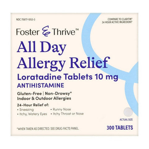 Foster And Thrive, All Day Allergy Relief Loratadine, 10 Mg, 300 Tabs Foster And Thrive