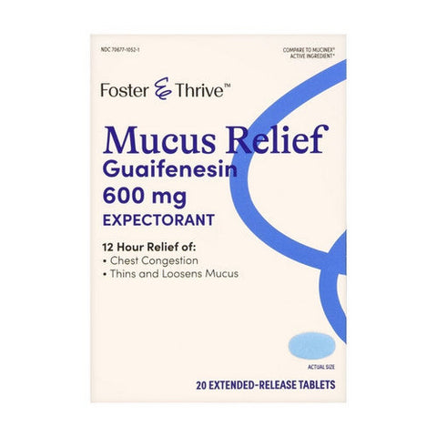 Foster And Thrive, Mucus Relief Guaifenesin Extended, 600 Mg, 20 Tabs Foster And Thrive