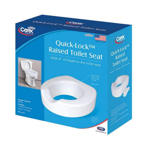 Carex, 4 Inch Raised Toilet Seat with Quick Lock, 1 Each