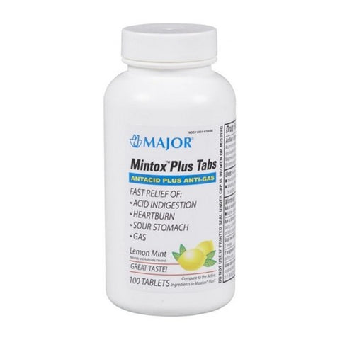 Mintox Plus Tabs Antacid Plus Anti-Gas 100 Tablets by Major Pharmaceuticals