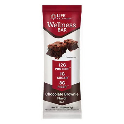 Life Extension, Wellness Bar Chocolate Brownie Flavor, 6 Bars (1.52 Oz Each)