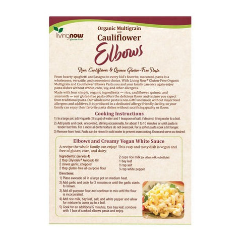 Now Foods, Organic Multigrain & Cauliflower Elbows Gluten Free Pasta, 8 Oz