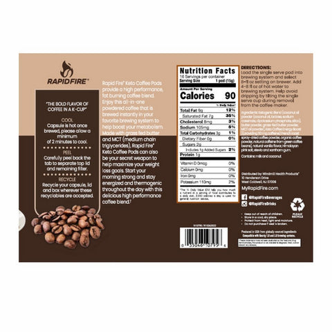 Rapid Fire, Keto Coffee French Vanilla Pods, 8.46 Oz