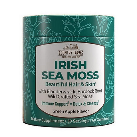 Country Farms, Irish Sea Moss Green Apple, 60 Gummies