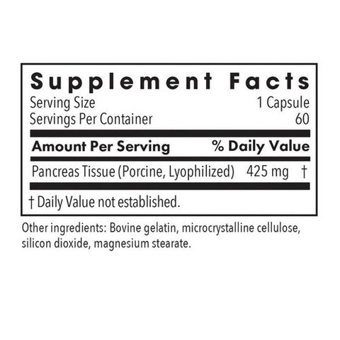 Nutricology/ Allergy Research Group, Pancreas Natural Glandular (Pork), 60 Caps