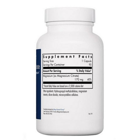 Nutricology/ Allergy Research Group, Magnesium Citrate, 90 Veg Caps