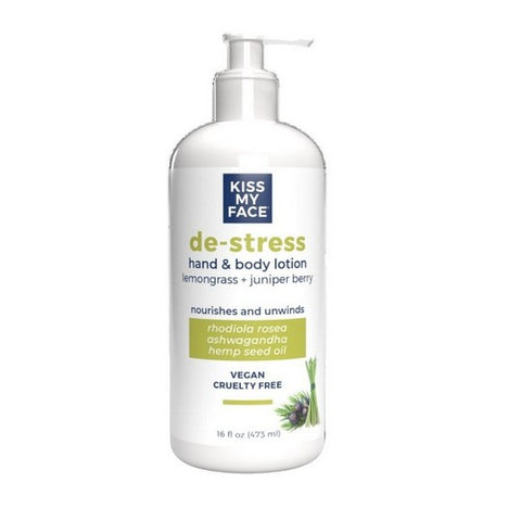 De-Stress Hand & Body Lotion Lemongrass + Juniper Berry 16 Oz by Kiss My Face