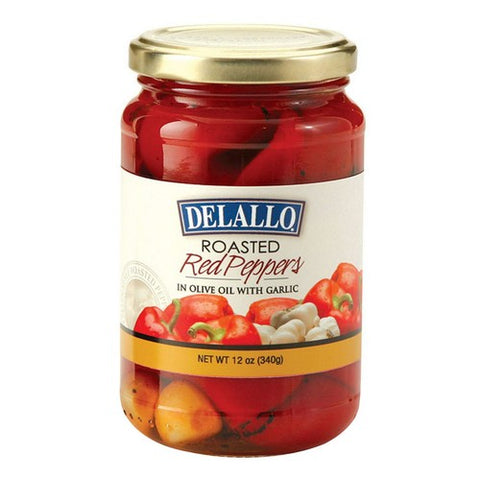 Delallo, Roasted Red Peppers And Garlic, 12 Oz (Case Of 12)
